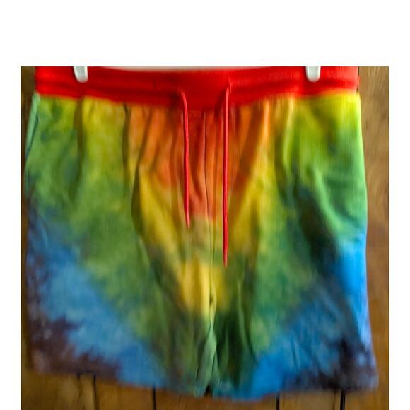 NOBO No Boundaries L Large Lg 36 38 Shorts Blue Khaki Peach REd Tie Dye Pockets - Picture 1 of 4